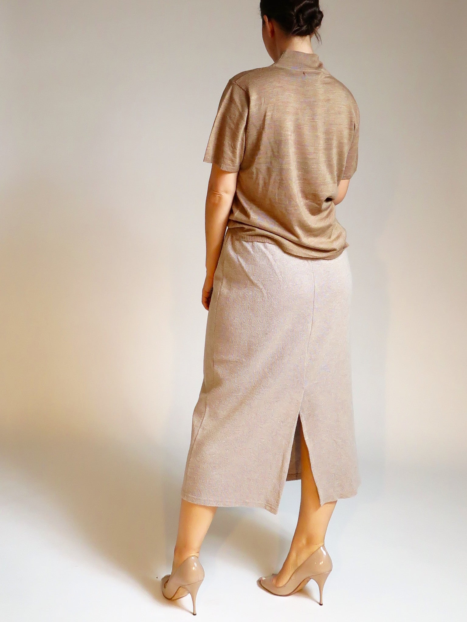 Creme Knit Pencil Skirt