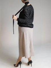 Creme Knit Pencil Skirt