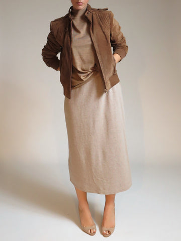 Creme Knit Pencil Skirt