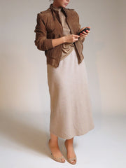 Creme Knit Pencil Skirt