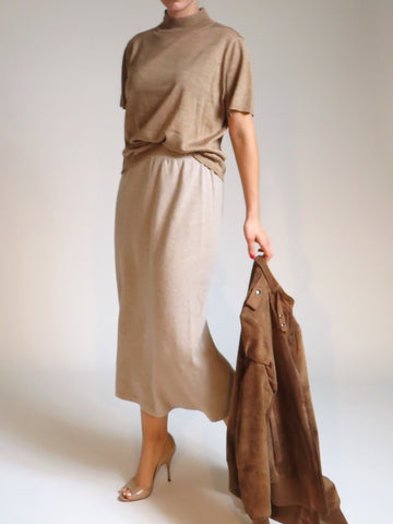 Creme Knit Pencil Skirt