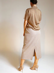 Creme Knit Pencil Skirt